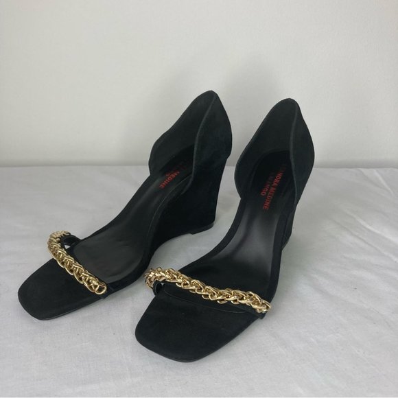 Leandra Medine for Mango Black Suede Wedge Heels - Picture 4 of 6